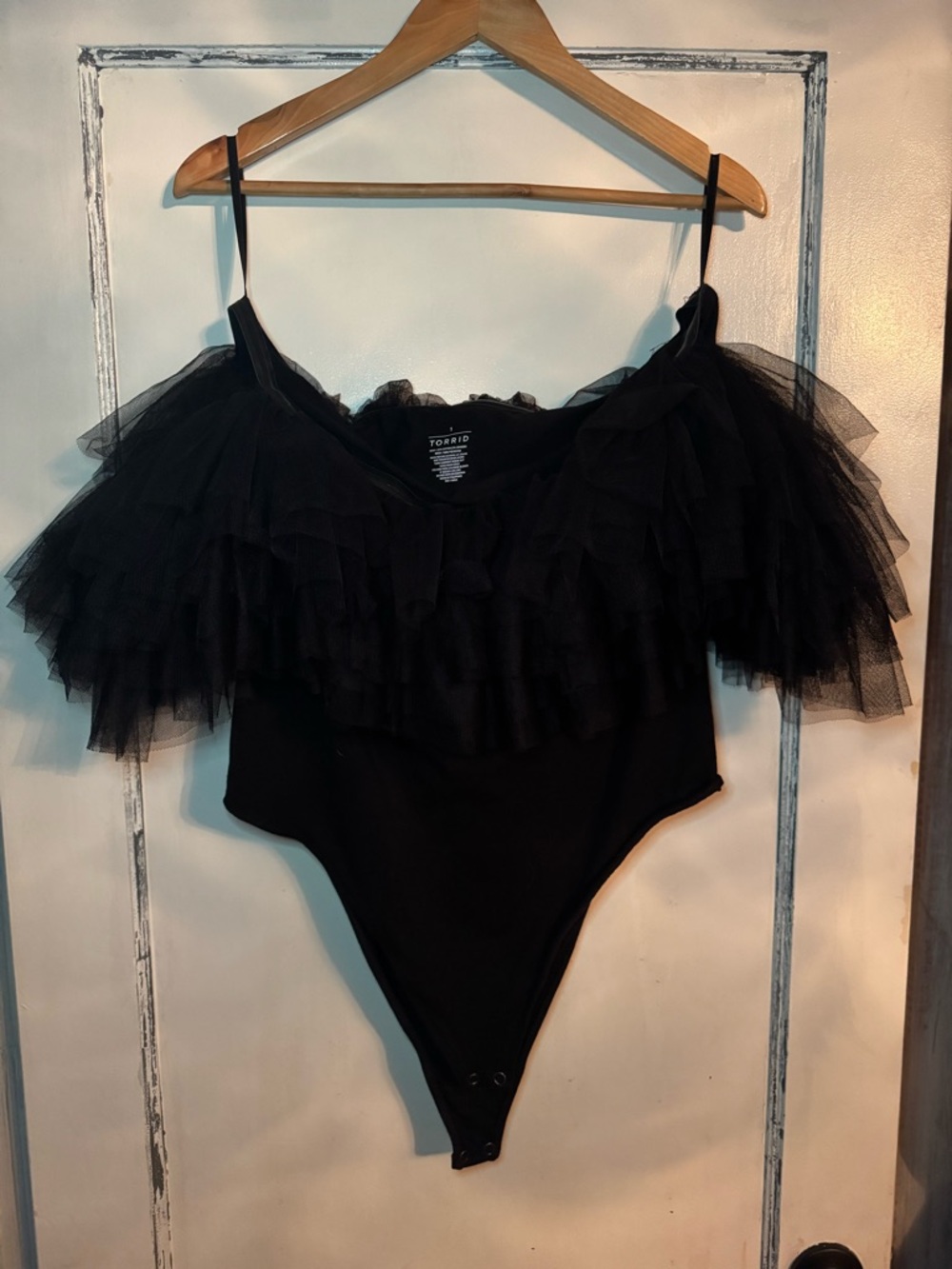 torrid Black Layered Tulle Off-Shoulder Bodysuit
